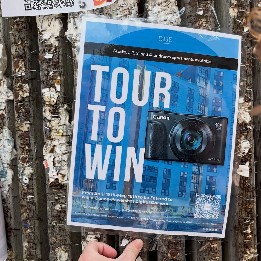 Tour Alert \u203c\ufe0f \n\nTour Rise and be entered to win a digital camera! Capture all the finer things in life and secure housing for 2026-2027 with rates starting at $1,249 \n\nSchedule at www.riseonchauncey.com